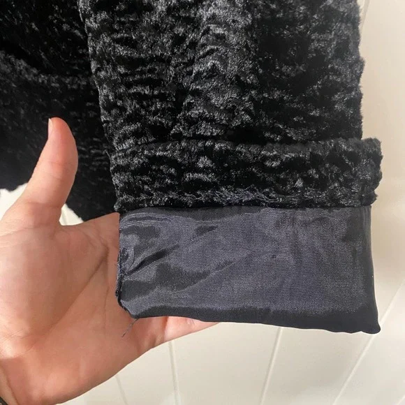 Vintage Black‎ Crushed Textured Velvet Jacket Blazer Small Goth Dark academia - Picture 4 of 14